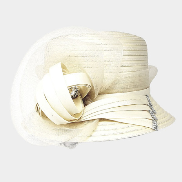 Bow Accented Flower Dressy Hat